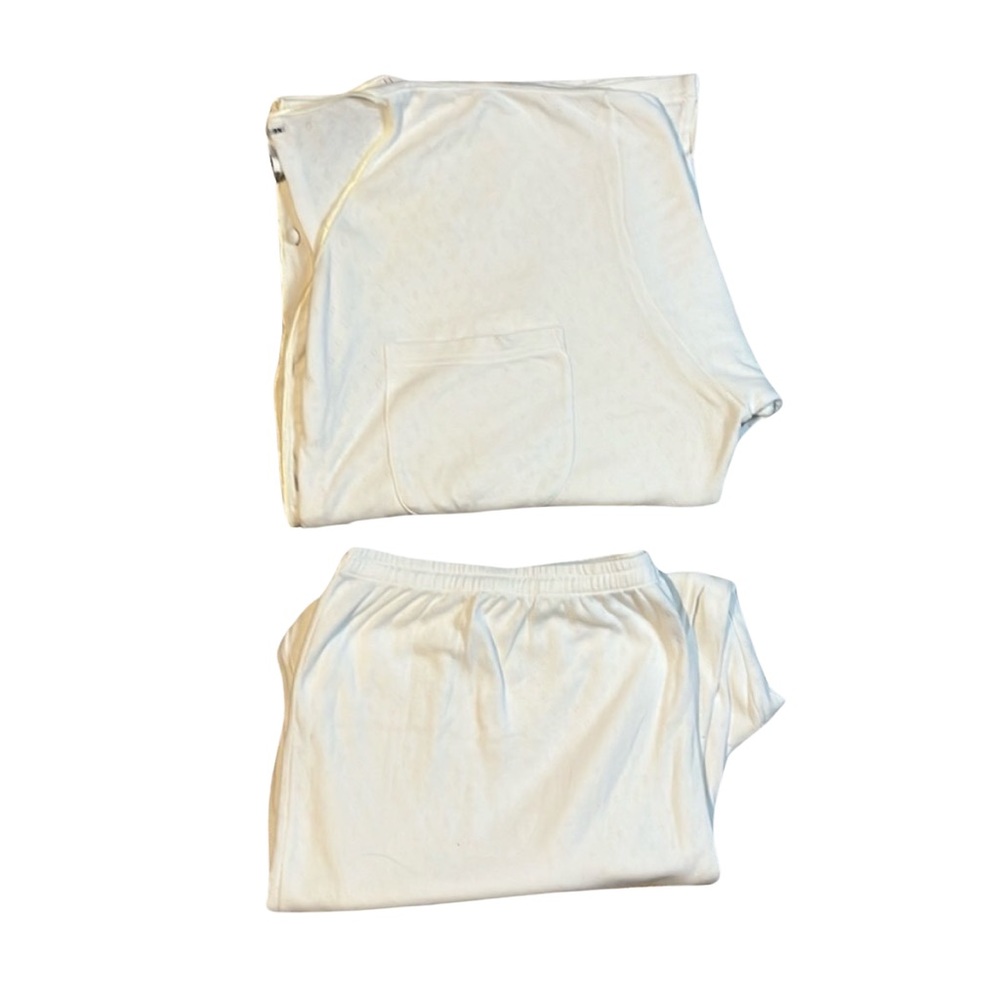 Suzanne Somers Loungewear Collection 2-piece White Eyelet Pajama Set